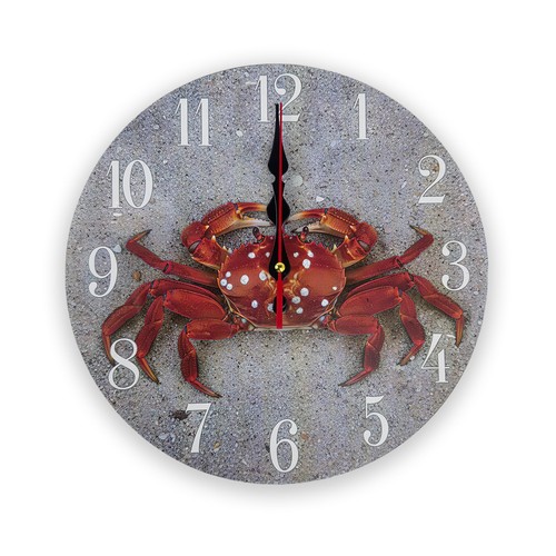 Wooden round hanging red crab - hanging,